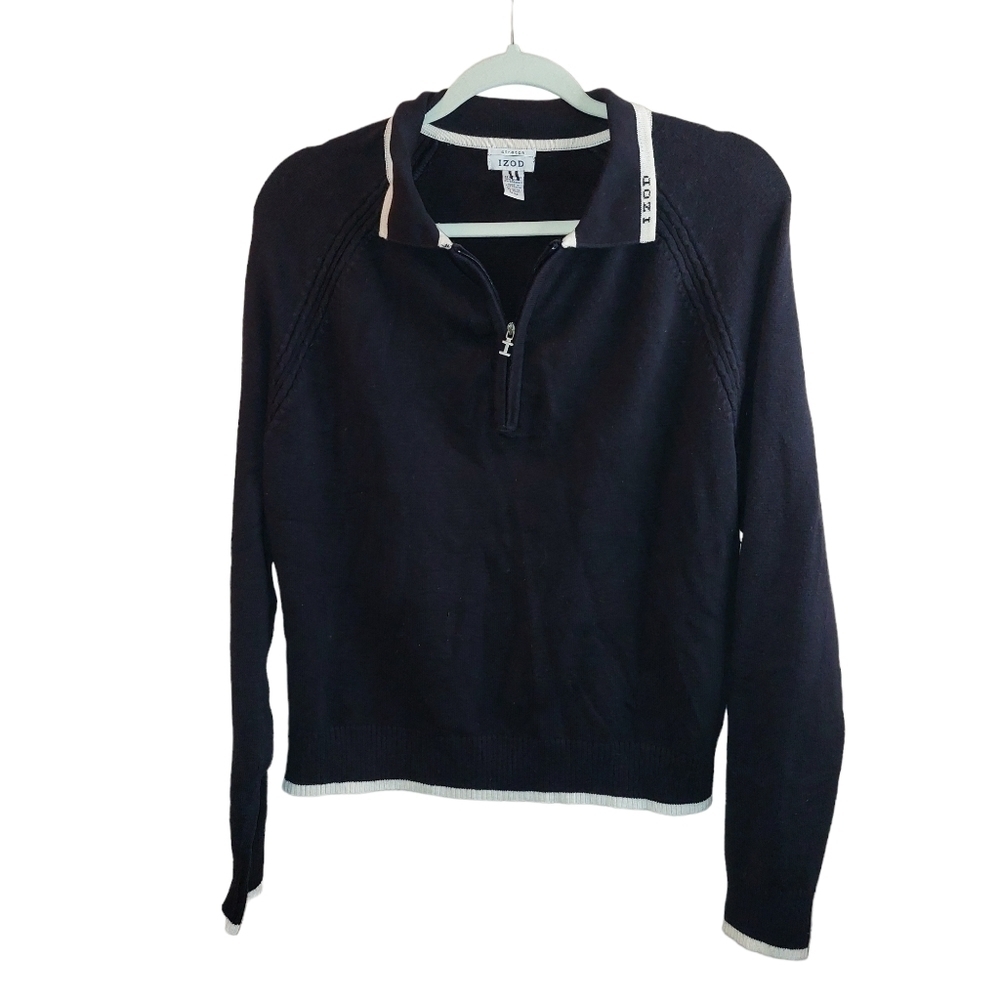 𝅺IZOD LONG SLEEVE ZIP FRONT MENS SWEATER- S